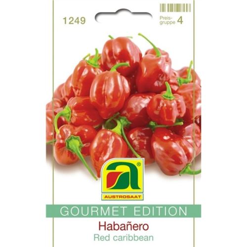 Osivo - chilli papričky Extra pálivé Habanero Red caribbean Gourmet-Edition - AUSTROSAAT