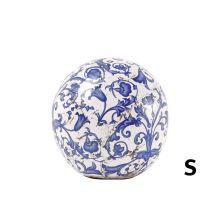 Dekorácia - keramická guľa modro-biela - 12 cm