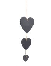 Dekorácia - závesná - bridlicové tabuľky v tvare srdca s kriedou pre napísanie odkazu